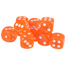 Pack of 10 Acrylic Six Sided D6 Dice for D&D TRPG Party Board Game Toys Orange