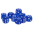 Pack of 10 Acrylic Six Sided D6 Dice for D&D TRPG Party Board Game Toys Dark Blue