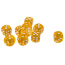 Pack of 10 Acrylic Six Sided D6 Dice for D&D TRPG Party Board Game Toys Yellow