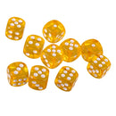 Pack of 10 Acrylic Six Sided D6 Dice for D&D TRPG Party Board Game Toys Yellow