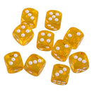 Pack of 10 Acrylic Six Sided D6 Dice for D&D TRPG Party Board Game Toys Yellow