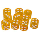 Pack of 10 Acrylic Six Sided D6 Dice for D&D TRPG Party Board Game Toys Yellow