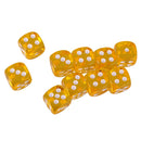 Pack of 10 Acrylic Six Sided D6 Dice for D&D TRPG Party Board Game Toys Yellow