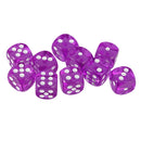 Pack of 10 Acrylic Six Sided D6 Dice for D&D TRPG Party Board Game Toys Purple