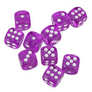 Pack of 10 Acrylic Six Sided D6 Dice for D&D TRPG Party Board Game Toys Purple