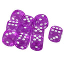 Pack of 10 Acrylic Six Sided D6 Dice for D&D TRPG Party Board Game Toys Purple
