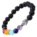 Chakras Lava Rock Beads Black Stone Bracelet Reiki Healing Buddha Bracelet