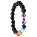 Chakras Lava Rock Beads Black Stone Bracelet Reiki Healing Buddha Bracelet