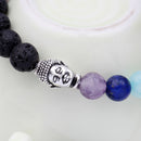 Chakras Lava Rock Beads Black Stone Bracelet Reiki Healing Buddha Bracelet