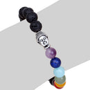 Chakras Lava Rock Beads Black Stone Bracelet Reiki Healing Buddha Bracelet
