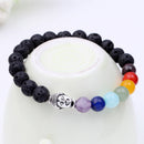 Chakras Lava Rock Beads Black Stone Bracelet Reiki Healing Buddha Bracelet