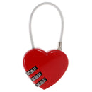 Heart Wire Combination Lock Travel Luggage Small Padlock Key Suitcase Red