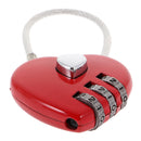 Heart Wire Combination Lock Travel Luggage Small Padlock Key Suitcase Red