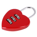 Love Heart Combination Lock Travel Luggage Small Padlock Key Suitcase Red