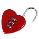 Love Heart Combination Lock Travel Luggage Small Padlock Key Suitcase Red