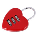 Love Heart Combination Lock Travel Luggage Small Padlock Key Suitcase Red