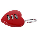 Set of 3 Combination PadLock Love Heart Luggage Bag Lock w/ Key Novelty Red