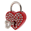 Bling Diamante Love Heart Lock Travel Luggage Small Padlock Key Suitcase Red