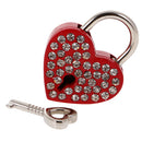 Bling Diamante Love Heart Lock Travel Luggage Small Padlock Key Suitcase Red