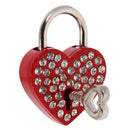 Bling Diamante Love Heart Lock Travel Luggage Small Padlock Key Suitcase Red