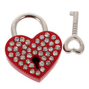 Bling Diamante Love Heart Lock Travel Luggage Small Padlock Key Suitcase Red