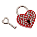 Bling Diamante Love Heart Lock Travel Luggage Small Padlock Key Suitcase Red
