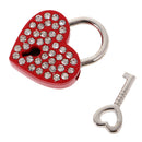 Bling Diamante Love Heart Lock Travel Luggage Small Padlock Key Suitcase Red