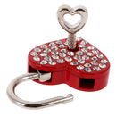 Bling Diamante Love Heart Lock Travel Luggage Small Padlock Key Suitcase Red