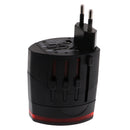 All in One Universal International Plug Adapter World Travel AC Power Charger Adaptor with Dual USB Port AU US UK EU Black