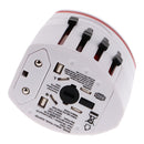 Travel Adapter Worldwide All in One Universal Power Converter AC Plug Wall Charger Dual USB Charging Port USA EU UK AUS White