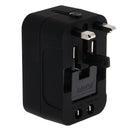 HHT202 Universal World Wide Travel Power Adapter Plug All-In-One Adaptor Fits Wall AC Adaptor Outlets in US, EU, AU, UK and More Black