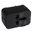 HHT202 Universal World Wide Travel Power Adapter Plug All-In-One Adaptor Fits Wall AC Adaptor Outlets in US, EU, AU, UK and More Black