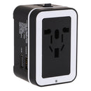 All in One Universal International Plug Adapter Dual USB Port World Wide Travel AC Power Charger Adaptor with AU US UK European Plug Black