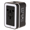 All in One Universal International Plug Adapter Dual USB Port World Wide Travel AC Power Charger Adaptor with AU US UK European Plug Black