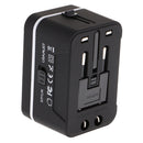 All in One Universal International Plug Adapter Dual USB Port World Wide Travel AC Power Charger Adaptor with AU US UK European Plug Black