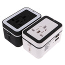 All in One Universal International Plug Adapter Dual USB Port World Wide Travel AC Power Charger Adaptor with AU US UK European Plug Black