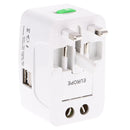 Universal Dual USB Port Multi Charger International Travel AU EU USA Plug Wall Charger Adapter Converter White