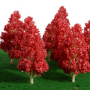 10 Pieces of Model Poplar Trees for DIY Layout Train Railway Garden Park Architecture Building Landscape Scenery 1:100 HO OO Scale Red