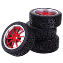 Pack of 4 Rubber Tyre Tyres Tires Wheel Rim Hex 12mm Fits for 1/10 RC Remote Controlled Racing Car 9087-8014