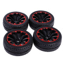 Pack of 4 Rubber Tyre Tyres Tires Wheel Rim Hex 12mm Fits for 1/10 RC Remote Controlled Racing Car 601A-8010