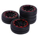 Pack of 4 Rubber Tyre Tyres Tires Wheel Rim Hex 12mm Fits for 1/10 RC Remote Controlled Racing Car 601A-8010