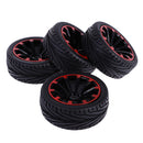 Pack of 4 Rubber Tyre Tyres Tires Wheel Rim Hex 12mm Fits for 1/10 RC Remote Controlled Racing Car 601A-8010