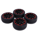 Pack of 4 Rubber Tyre Tyres Tires Wheel Rim Hex 12mm Fits for 1/10 RC Remote Controlled Racing Car 601A-8010
