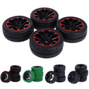 Pack of 4 Rubber Tyre Tyres Tires Wheel Rim Hex 12mm Fits for 1/10 RC Remote Controlled Racing Car 601A-8010