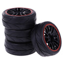 4 Pieces 64mm Rubber On Road Tyre Drift Tires Wheel Rim 12mm Hub for 1/10 HSP HPI RC Drifting Car Parts 9068-6081