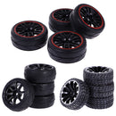 4 Pieces 64mm Rubber On Road Tyre Drift Tires Wheel Rim 12mm Hub for 1/10 HSP HPI RC Drifting Car Parts 9068-6081