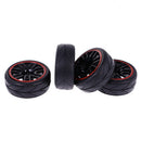 4 Pieces 64mm Rubber On Road Tyre Drift Tires Wheel Rim 12mm Hub for 1/10 HSP HPI RC Drifting Car Parts 9068-6081