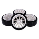 Pack of 4 Rubber Tyre Tyres Tires Wheel Rim Hex 12mm Fits for 1/10 RC Remote Controlled Racing Car 602-6018