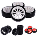 Pack of 4 Rubber Tyre Tyres Tires Wheel Rim Hex 12mm Fits for 1/10 RC Remote Controlled Racing Car 602-6018