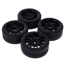 Pack of 4 Rubber Tyre Tyres Tires Wheel Rim Hex 12mm Fits for 1/10 RC Remote Controlled Racing Car 6031-8007